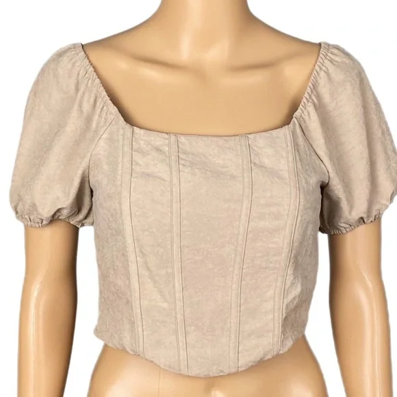 Kirious Los Angeles NWT Women's Lilac Purple Puff Sleeve Corset Top - Picture 4 of 4